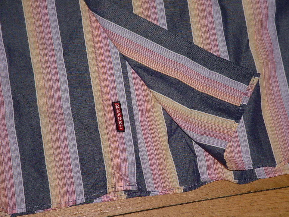 Vintage Report Collection Mens Sport Shirt L/S Cotton Navy/Pink Striped XXL - Image 3 of 4