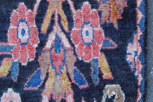 Vintage Hand Made Traditional Oriental Wool Black Blue Large Long Rug 324x125cm - Picture 6 of 16