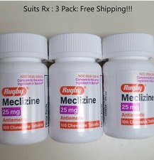 Meclizine 25mg AntiNausea,Vertigo/Travel Sickness Chew  Bonine 100ct 3 Pack