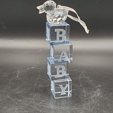 Crystal Baby and Hearts Etched Stacked 5.5" Christmas Ornament