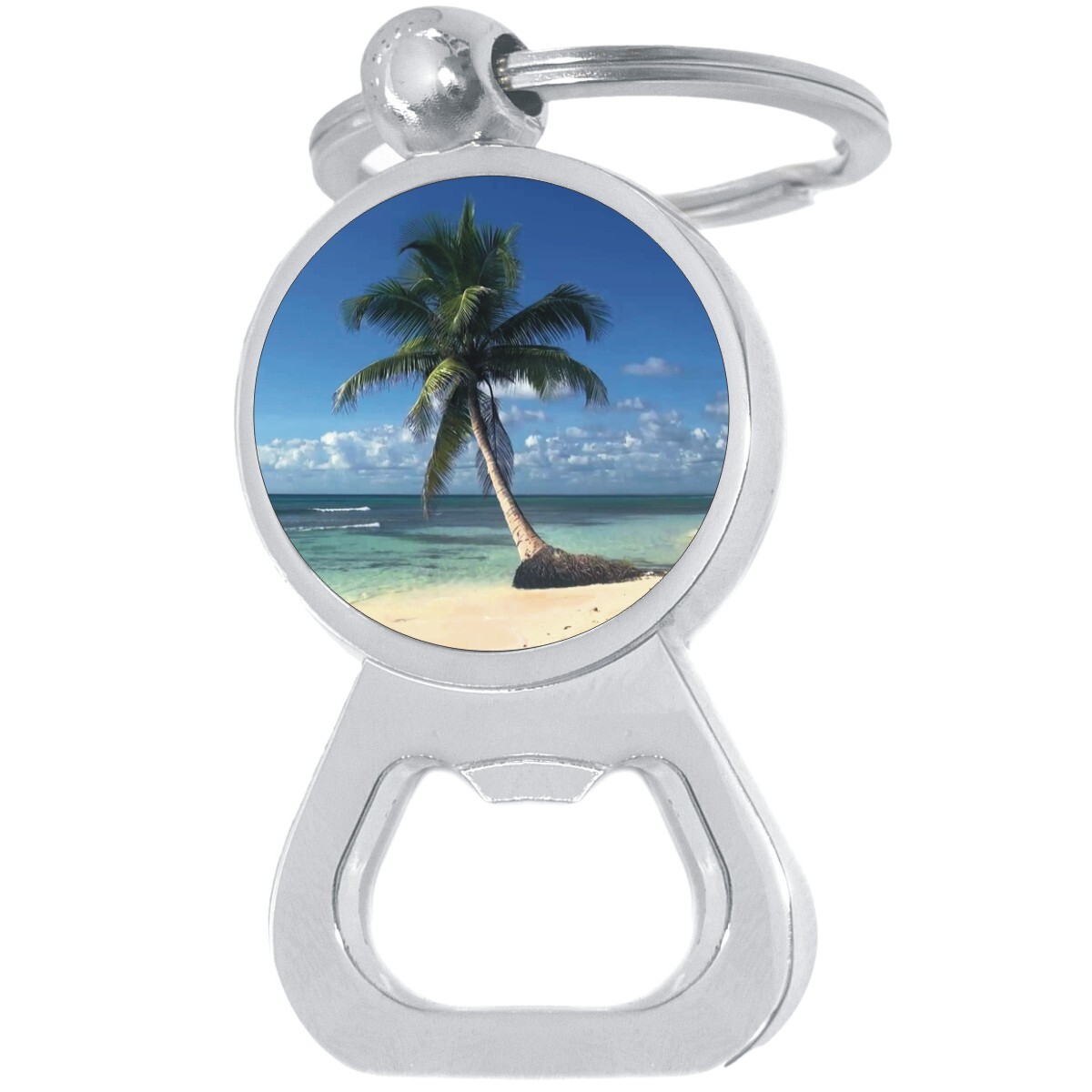 Palm Tree Paradise Beach Bottle Opener Keychain Metal Beer Bar Tool Key  Ring
