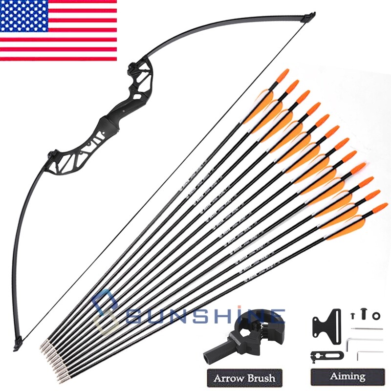 52" Archery Takedown Recurve Bow & Arrow Rest&Bow Sight +12x Arrow