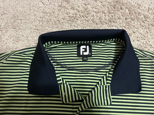 Polo de golf FootJoy FJ para hombre verde/negro a rayas manga corta talla XL - Imagen 3 de 5