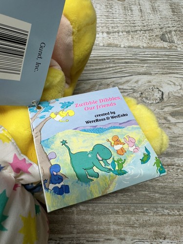 New With Tags Vintage 1988-1990 12 inch Zwibble Dibble Yellow Dinosaur w/ Pants - Picture 17 of 19