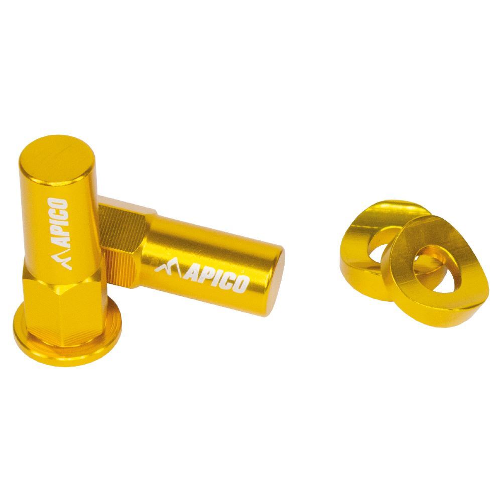 Apico Aluminium Rim Lock Nut & Washer Set Yellow For Yamaha YZ YZF WR WRF