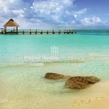 12" Mexico Paper House Vacation Cancun Beach Scrapbook 5 sheets Carribean 