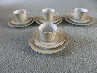 Studio Concept Ultra Fine Porcelain Ware, Tasse Untertasse Teller Trio 4er Set.