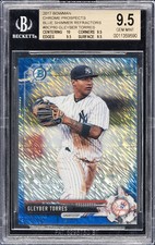 2017 BOWMAN CHROME PROSPECT BLUE SHIMMER REFRACTOR #BCP80 GLEYBER TORRES BGS 9.5