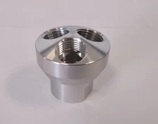Aluminum manifold round 1 inlet 3/4" NPT thread and 3 outlets 1/2" NPT thread