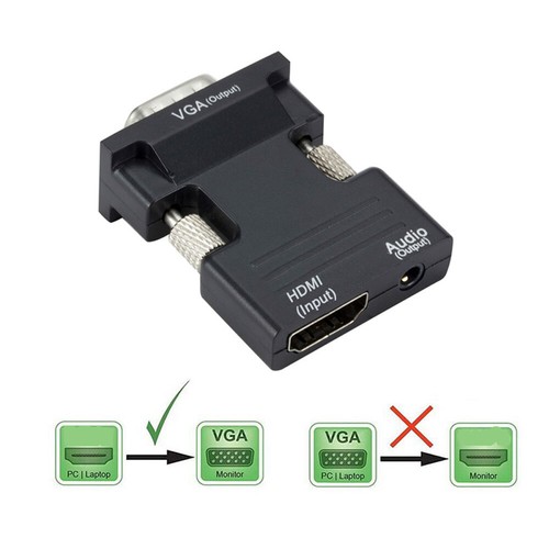 HDMI > VGA Konverte Adapter HDTV 1080p Audio & Videokabel für PC Laptop Computer - Bild 2 von 9