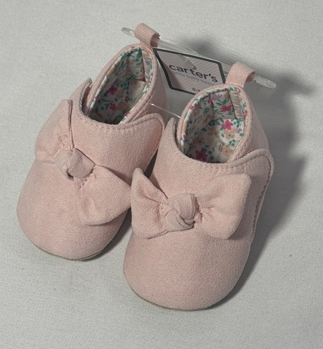 Carter’s Chukka Crib Shoes Pink Bow Soft Booties Baby Girls Sz 0-3 Mos NEW - Picture 2 of 14