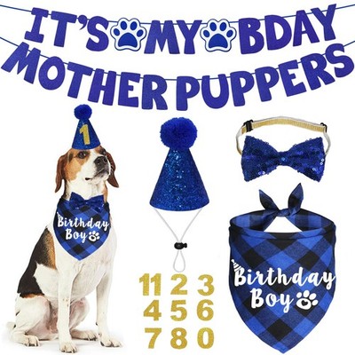 Dog Birthday Party Supplies, Multi Sizes Dog Birthday Hat with Numbers Bandan...