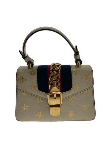 GUCCI handbag Sylvie leather White total pattern Used