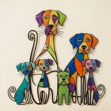 Colorful Dog Metal Wall Art, Abstract Dog Family Wall Decor,Pet Lover Metal Sign
