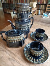 Service à café anglais en faïence émaillée noire de la faïencerie Gibson and son