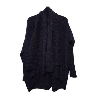 Michael Stars Open Cocoo Wrap Cardigan Womens M/L Blue Black Cozy Lagenlook 