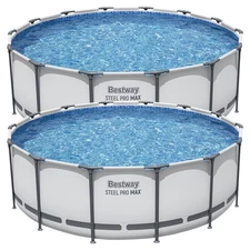 Bestway Steel Pro MAX 14'x48" Round Above Ground Pool with Pump & Cover, 2 Pack