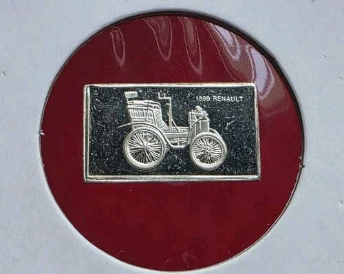 Vintage 1899 Renault Car - 1.6 Gram .925 Sterling Silver Mini Bar Proof Ingot