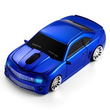 Blue Sports Car Shaped Wireless Mouse LED Headlights 1600 DPI For PC Laptop