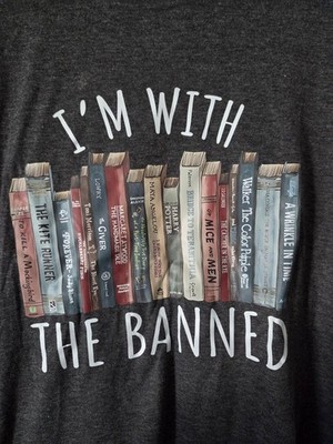 I'm With The Banned T Shirt Banned Books XL Tee Shirt Gray Soft Library 