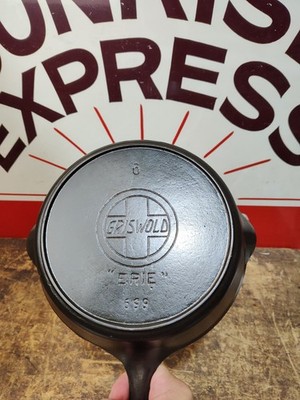 ''Fully Restored'' GRISWOLD CAST IRON #6  Frying Pan Slant Logo 8'' Seasoned Flat