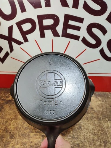 "Fully Restored" GRISWOLD CAST IRON #6  Frying Pan Slant Logo 8" Seasoned Flat