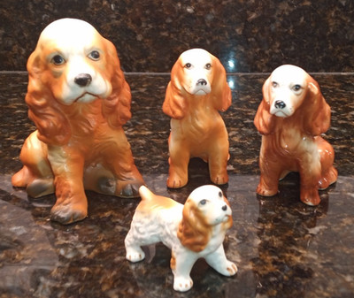 Vintage Cocker Spaniel Dog Figurines, Set of 4