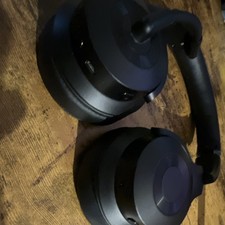 Black Over-Ear Headband Headset Double Earpiece Boom Microphone