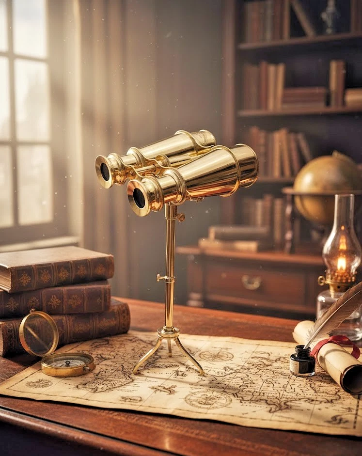 Classic Brass Binoculars with Tripod – Vintage Maritime Desk Decor - Image 4 of 4