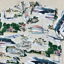 Vtg Paradise Found Hawaiian Shirt Mens 3XL Catalina Island AOP Camp Button Front