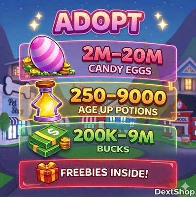  Adopt | 2M-20M Candy Eggs + 250-9000 Age Up Potions + 200K 9M Bucks | Instant