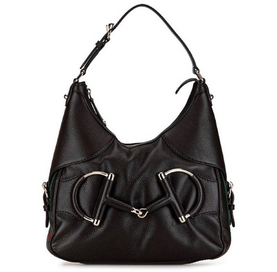 Gucci Hobo Leder Schwarz Web Stripe und Biss Horsebit Heritage - Damentasche