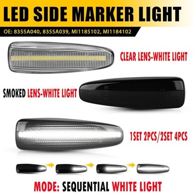 For 2011-21 Mitsubishi Outlander Sport Sequential LED Side Marker Lights White E