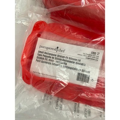 Pampered Chef Stretch Fit Silicone Lid Set Small Rectangular Lid #1759 #1763 new
