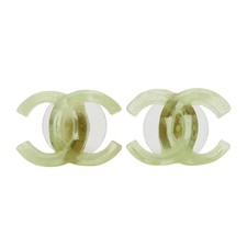 Chanel Coco Mark Earrings Women Green One Size 649926