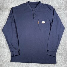 Rasco FR Henley Shirt Men s Large Blue Long Sleeve Flame Resistant Workwear