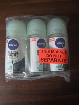 Lot Of 3 Nivea Black & White Invisible Fresh Deodorant, 1.7oz(50ml) FREE SHIPPIN