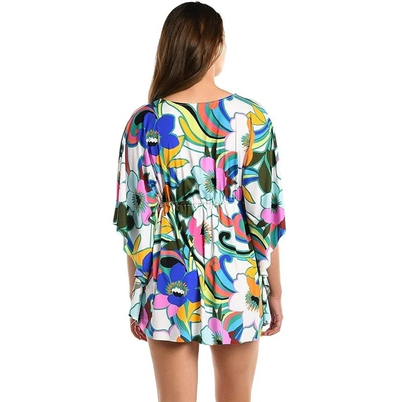 Roupa de praia feminina La Blanca estampada floral elástica caftan natação tamanho M - Imagem 2 de 4