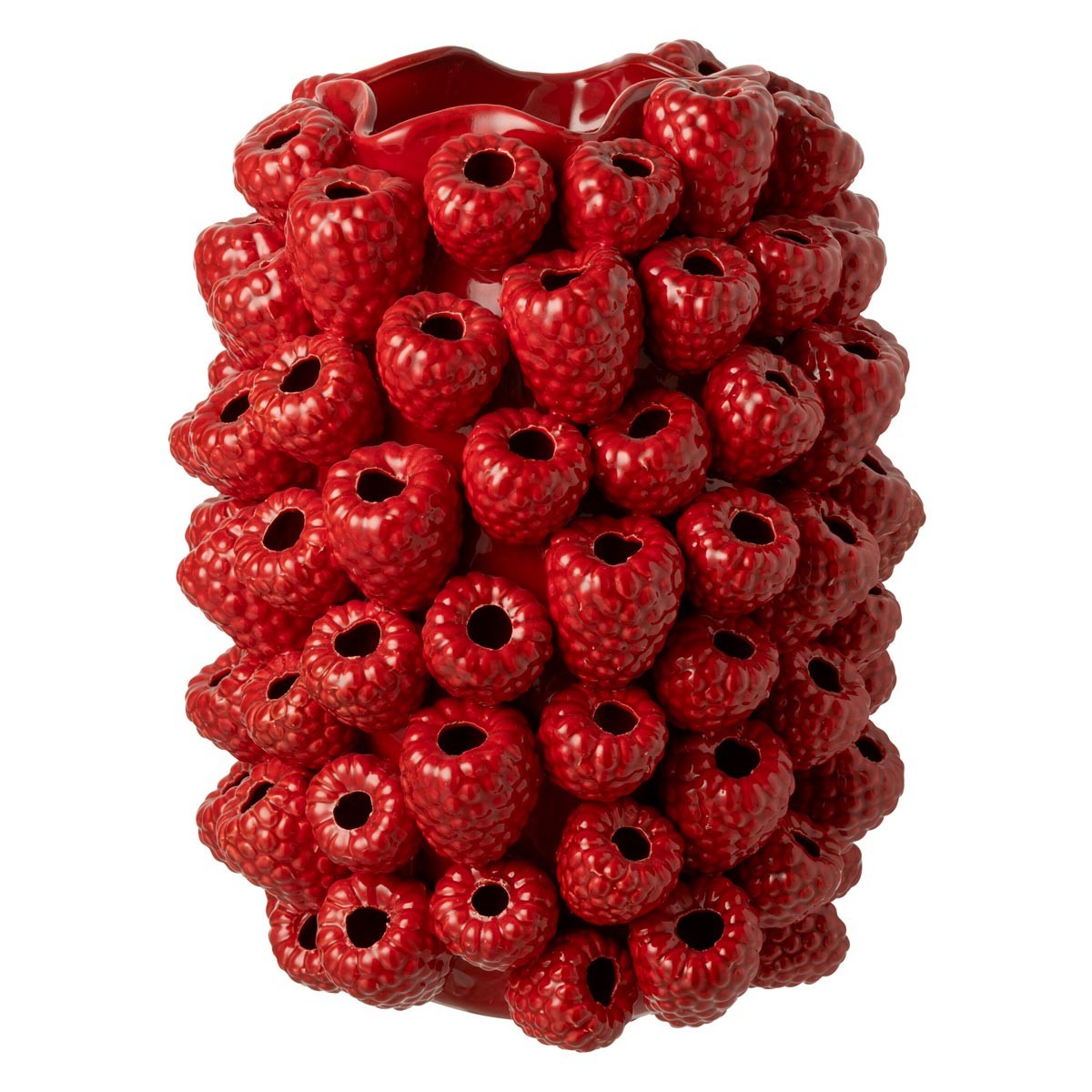 Grand vase décoratif Berry rouge de 45 cm idéal pour le salon