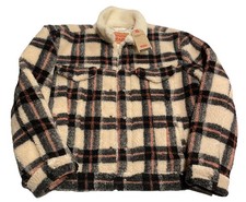 Levi's Women's Plaid Comfy Corner Ex-Boyfriend Sherpa Trucker Jacket Medium NWT