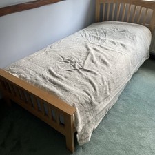 Vintage Retro Guaranteed Witney All Wool 64" x 72" cream with pale blue Stripes