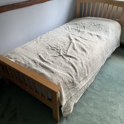 Vintage Retro garantiert Witney alle Wolle 64'' x 72'' creme mit hellblauen Streifen