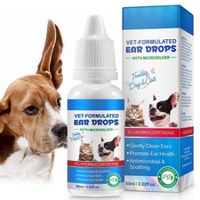 Dog Ear Infection Treatment Drops, Ear Drops for Dogs Cats with 1 Hydrocor...