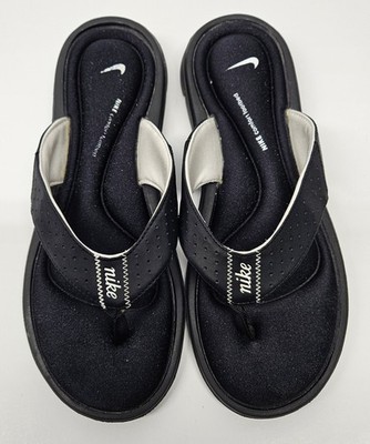 NIKE Comfort Footbed Womens 8.5 M Black White Cushioned Thong Flip Flop Sandals