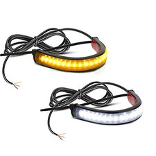 2PC Flexible Switchback Dual-Color White Amber Motorcycle LED Fork Turn