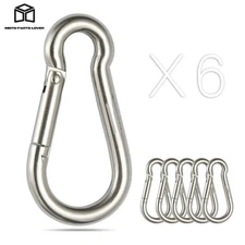 3.15In/8CM Lbs Stainless Steel Spring Snap Hook Carabiner Clips, Set Of 6 USA