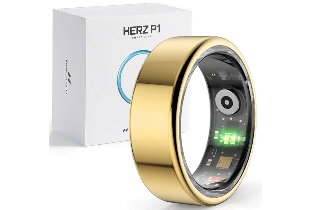 NEW Gold Smart Ring Size 7 Health Monitor Titanium Alloy Activity Tracker Herz 