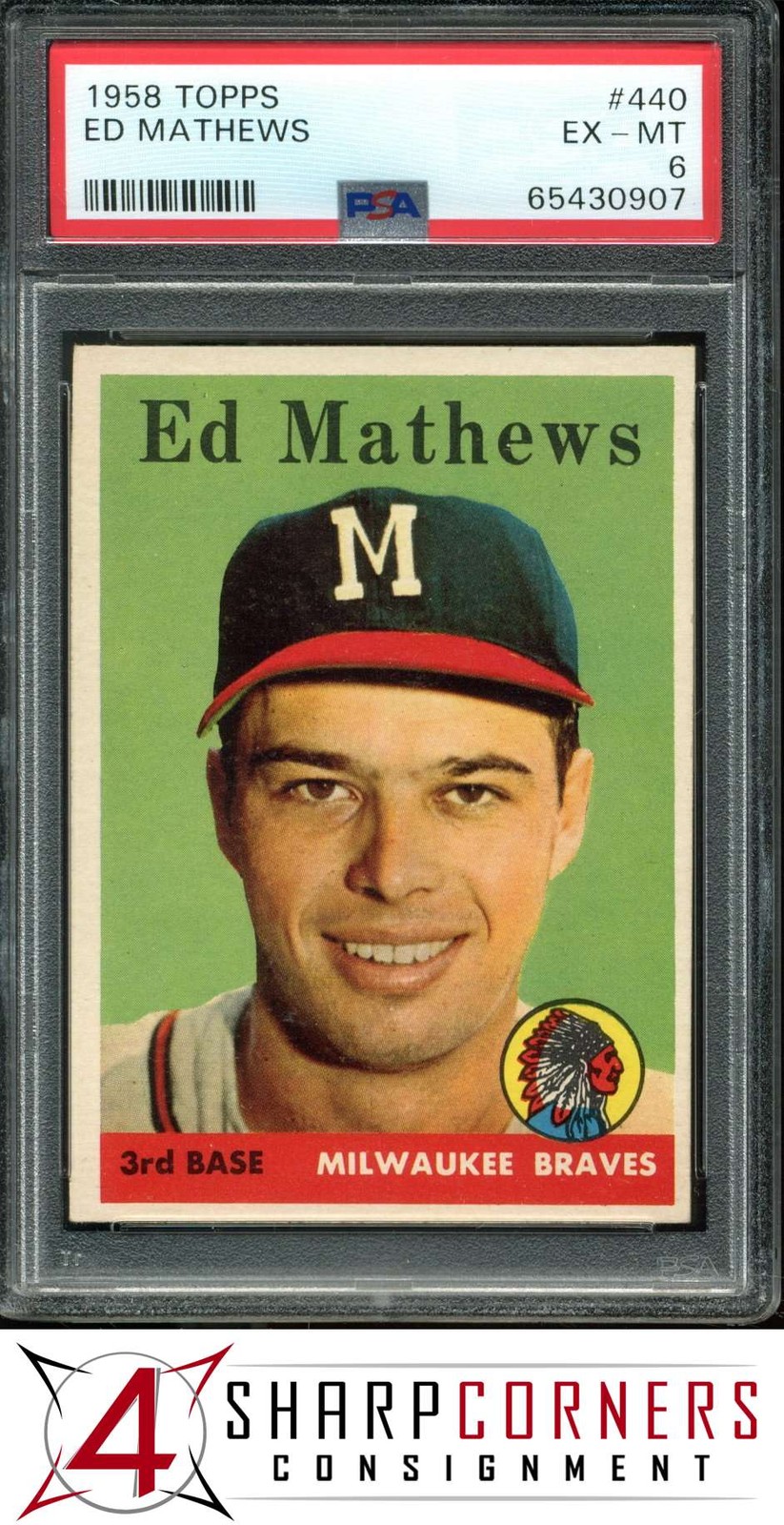 1958 TOPPS #440 ED EDDIE MATHEWS BRAVES HOF PSA 6