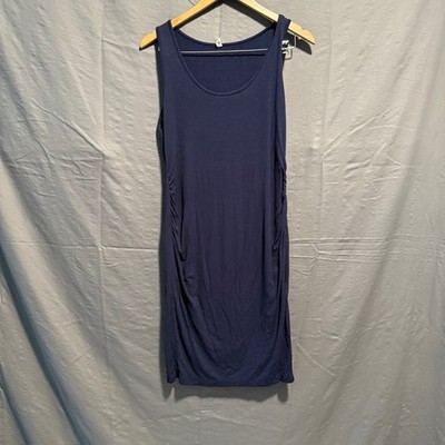 PinkBlush Maternity Dress XL Navy Blue Ribbed Tank Ruched Sides Bodycon  Stretch | eBay