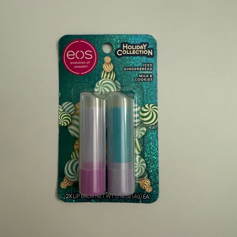 Bálsamo labial Eos Holiday 1 paquete nube de frambuesa Bellini y 1 paquete leche helada de pan de jengibre Foto 2 de 4